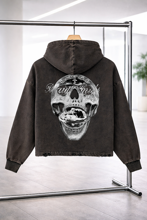 Vintage Washed "Beautiful Minds" Ripped Denim Jacket