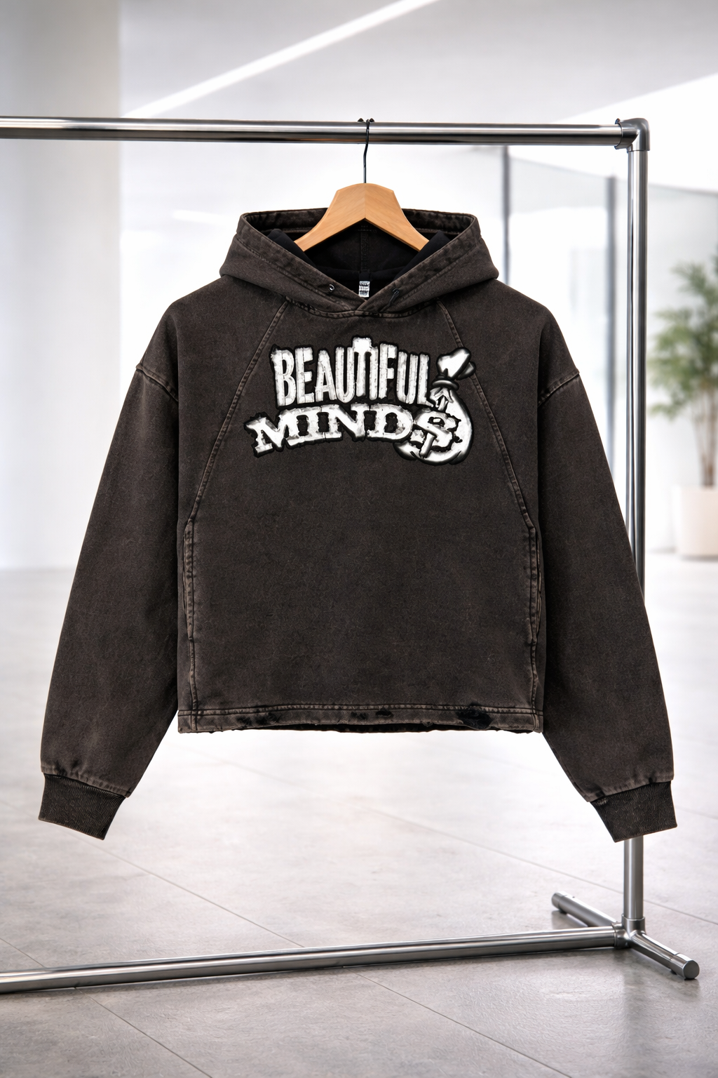Vintage Washed "Beautiful Minds" Ripped Denim Jacket