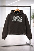 Vintage Washed "Beautiful Minds" Ripped Denim Jacket